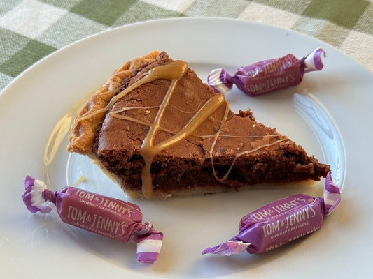 Chocolate Chess Pie with Caramel Drizzle - Tom & Jenny's