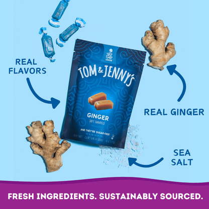 *NEW* Ginger Sugar Free Soft Caramels - Tom & Jenny's
