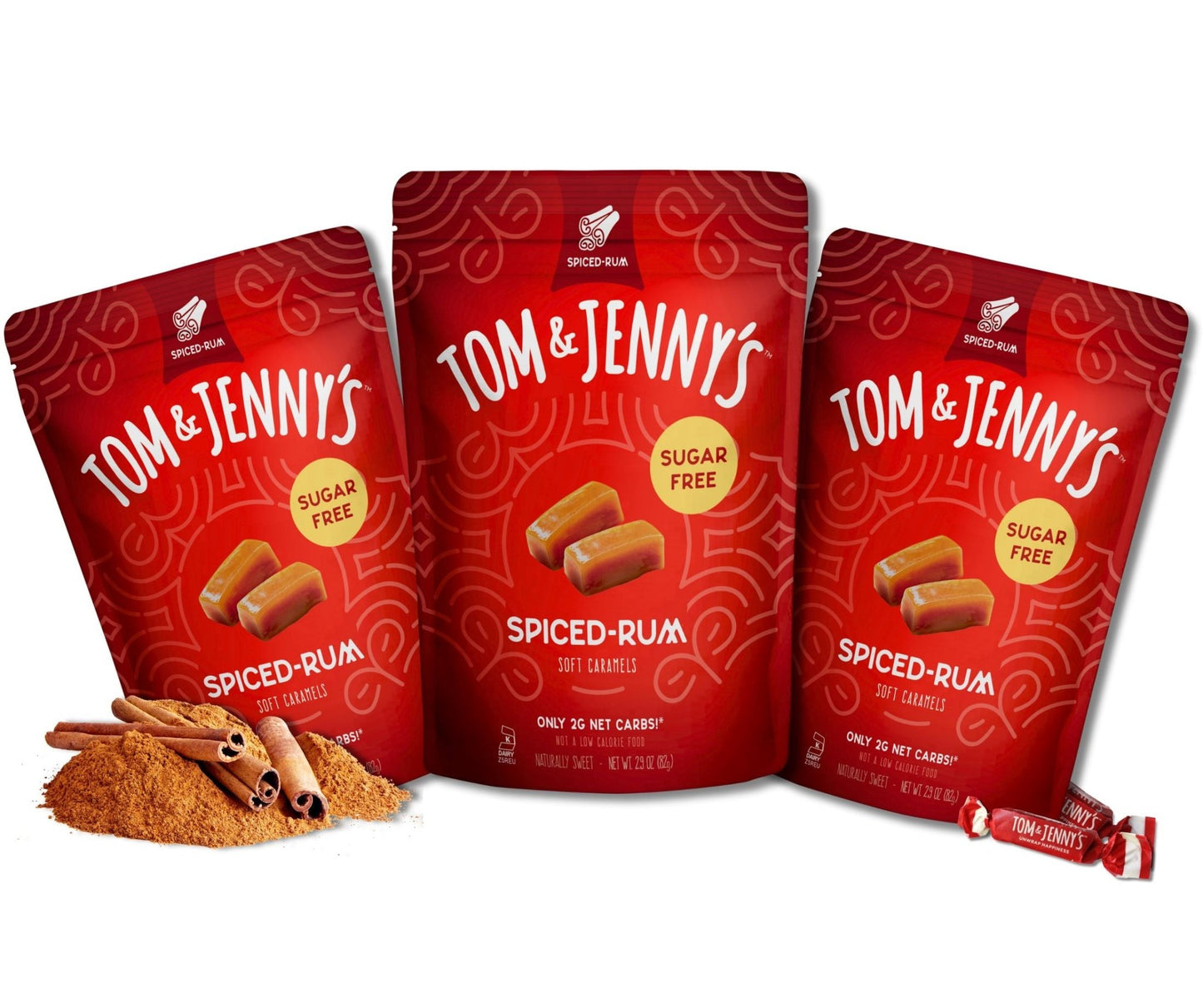 *NEW* Spiced Rum Sugar Free Soft Caramels Pack - Tom & Jenny's