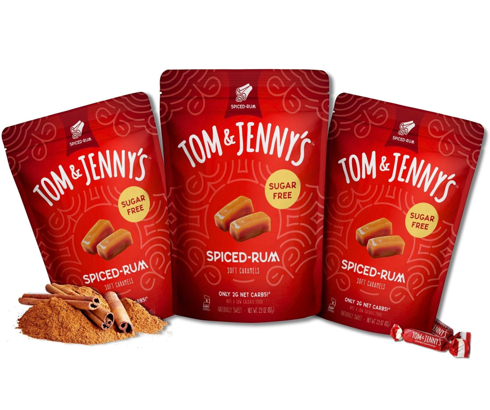 *NEW* Spiced Rum Sugar Free Soft Caramels Pack - Tom & Jenny's
